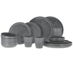Travellife Geschirrset Palma 16-teilig, Dunkelgrau