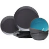 Gimex Geschirr Set Grey Line, Türkis/anthrazit 12-tlg. -Campingmöbel Für Den Außenbereich Geschäft 550051 0