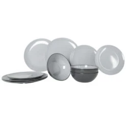 Gimex Geschirrserie Vivid Line Geschirrset 12-tlg., Grau