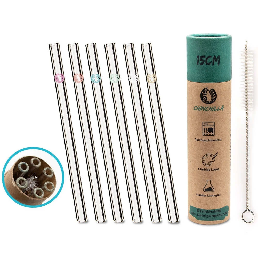 Chinchilla Glastrinkhalme 15 Cm, 6 Stück 4 Chinchilla Glastrinkhalme 15 Cm, 6 Stück – Bild 2