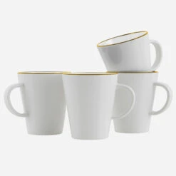 Gimex Henkelbecher Linea Line 350 Ml, Weiß/gold