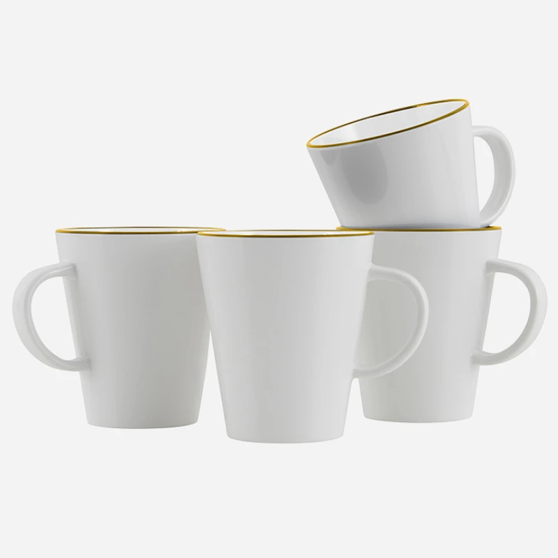 Gimex Henkelbecher Linea Line 350 Ml, Weiß/gold 3 Gimex Henkelbecher Linea Line 350 Ml, Weiß/gold