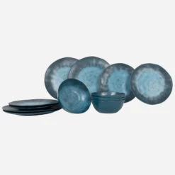Gimex Geschirrset Stone Line 12-teilig, Dark Blue